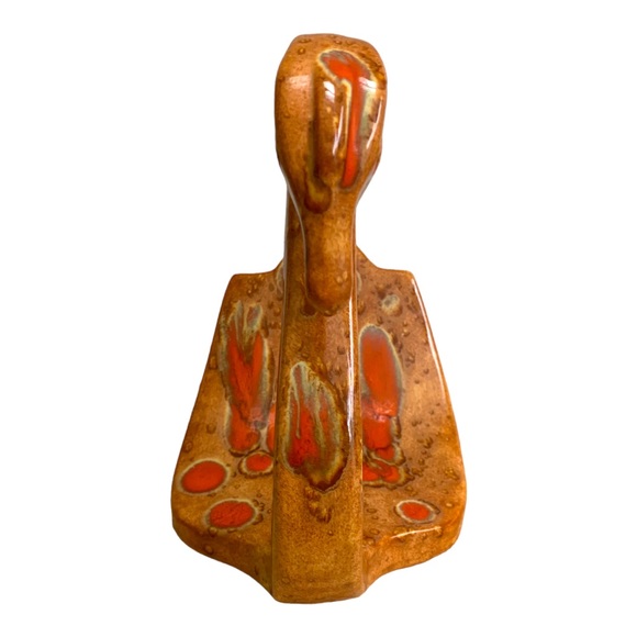 VTG 70s Retro MCM Spotted Orange Ceramic Swan Guest Towel Holder Vanity Decor - Picture 2 of 7
